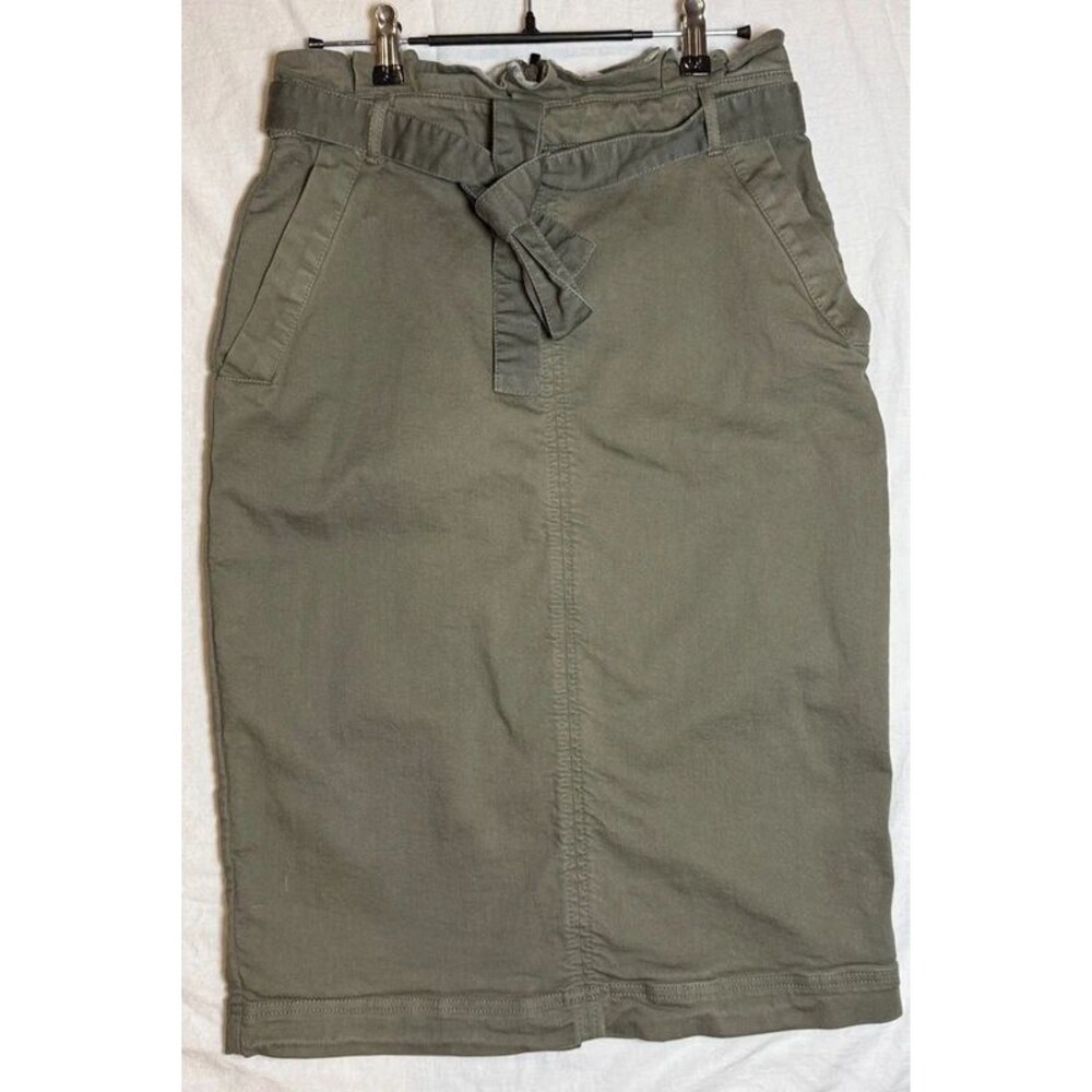 Banana Republic Olive Green Paperbag Waist Tie Belt Pencil Skirt Size 4